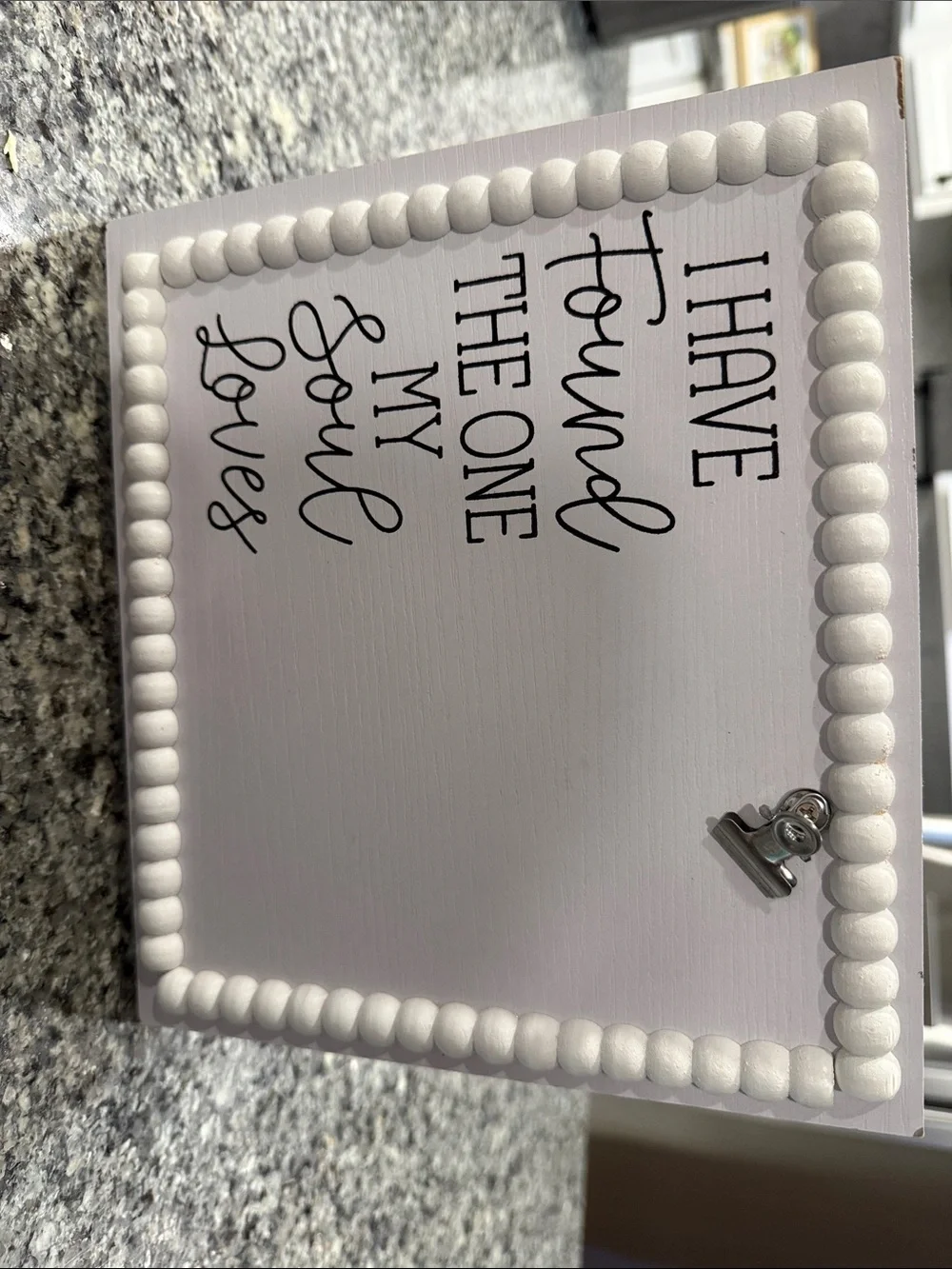 White Decorative Beaded Quote Plaque - 